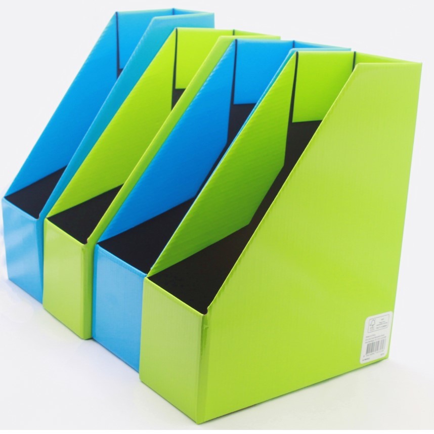 Foldable Stationery Holder Magazine File Organizer CMYK Corrugated Collapsibile 300mm