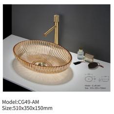93% Light Refraction Crystal Glass Wash Basin Modern Luxury Italy Style For