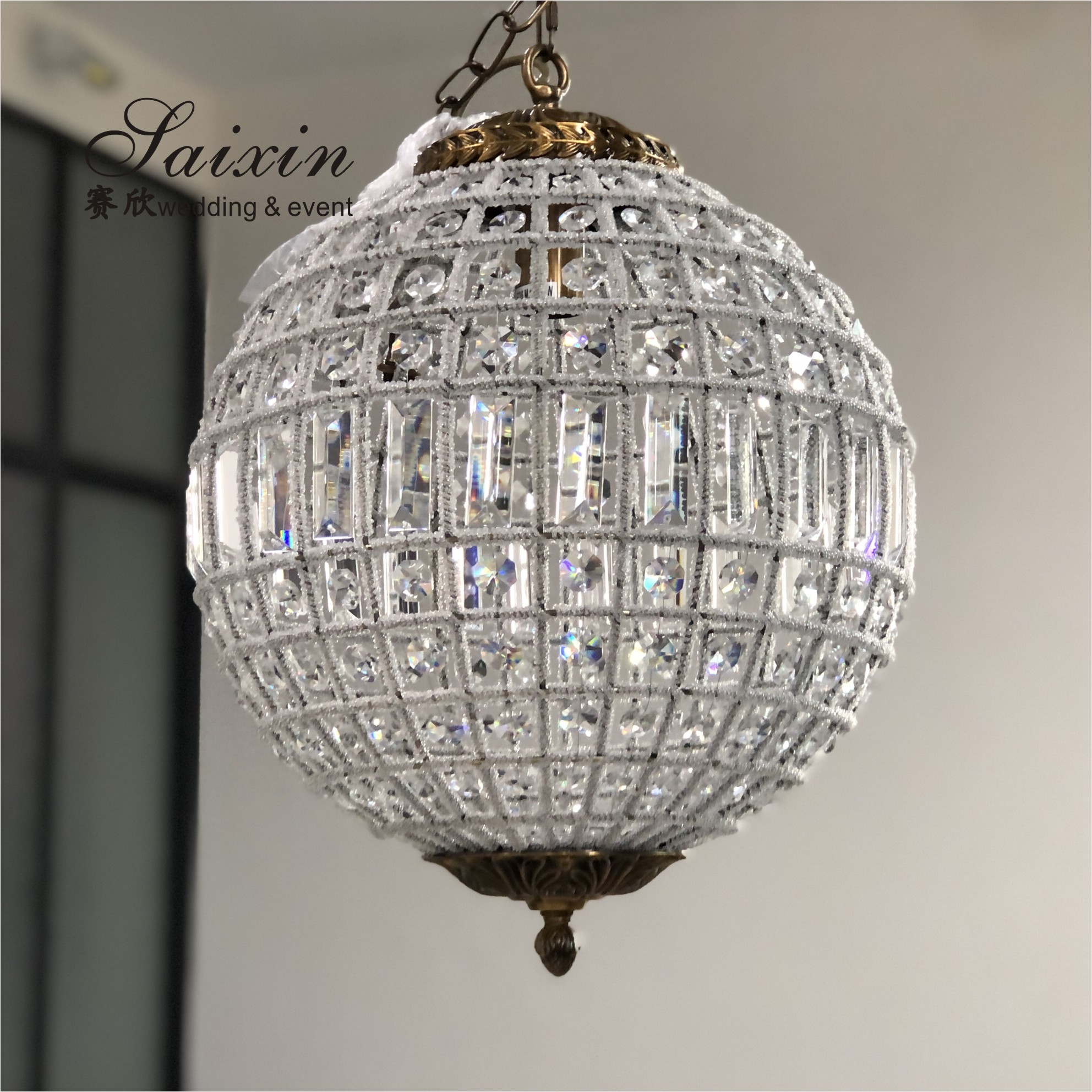 Oval Shaped Crystal Chandelier Pendant Wedding Event Stage Decoration 50cm