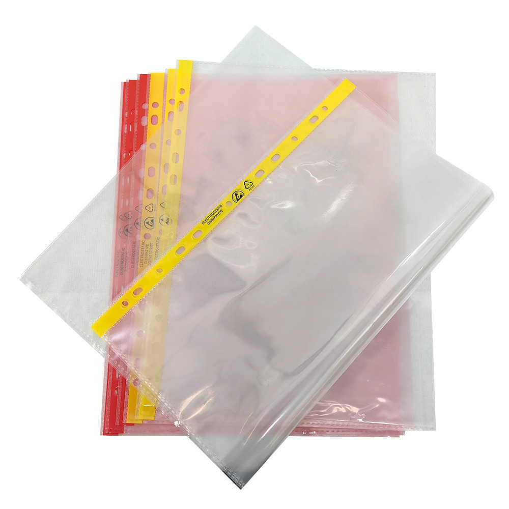 11 Hole Pink or Yellow Cleanroom File Bag A4 A3 Dust-Free ESD Anti-Static Document Bag