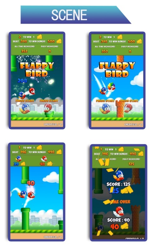 Wood Metal Material Flappy Bird Arcade Machine For Kids Zone Games