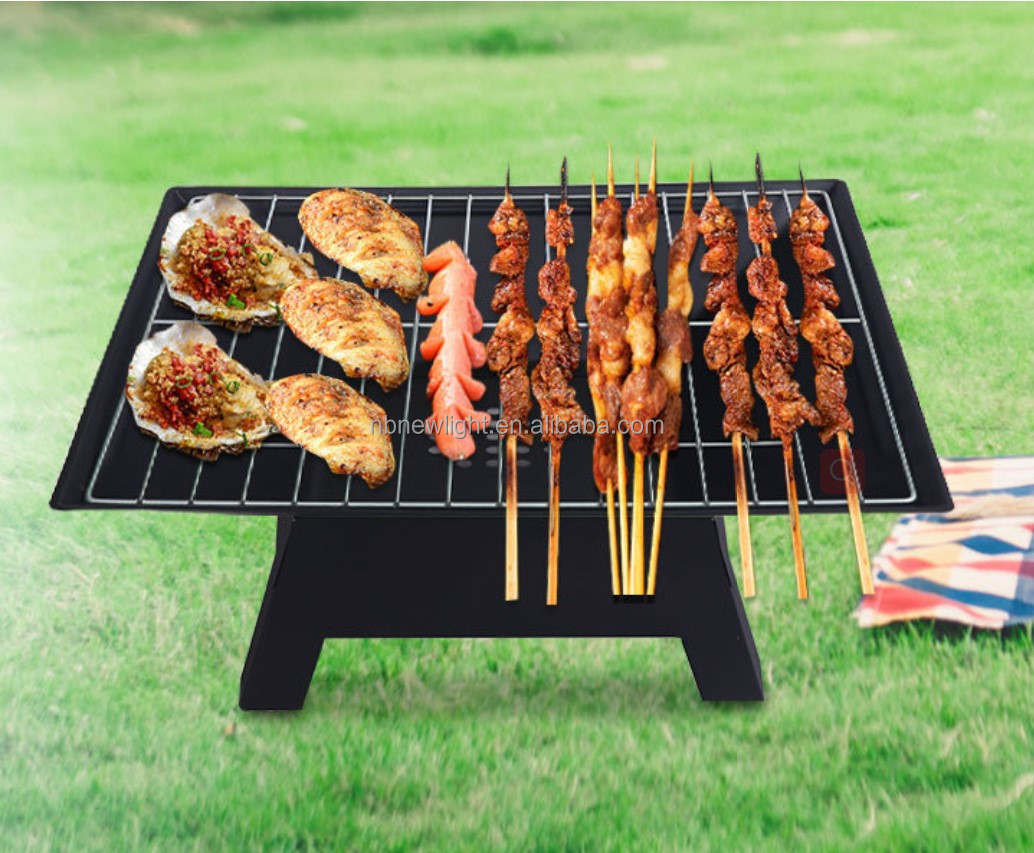 2 in 1 Outdoor Garden Charcoal Fire Pit Brazier with Square Barbecue 46.5*46.5*347cm