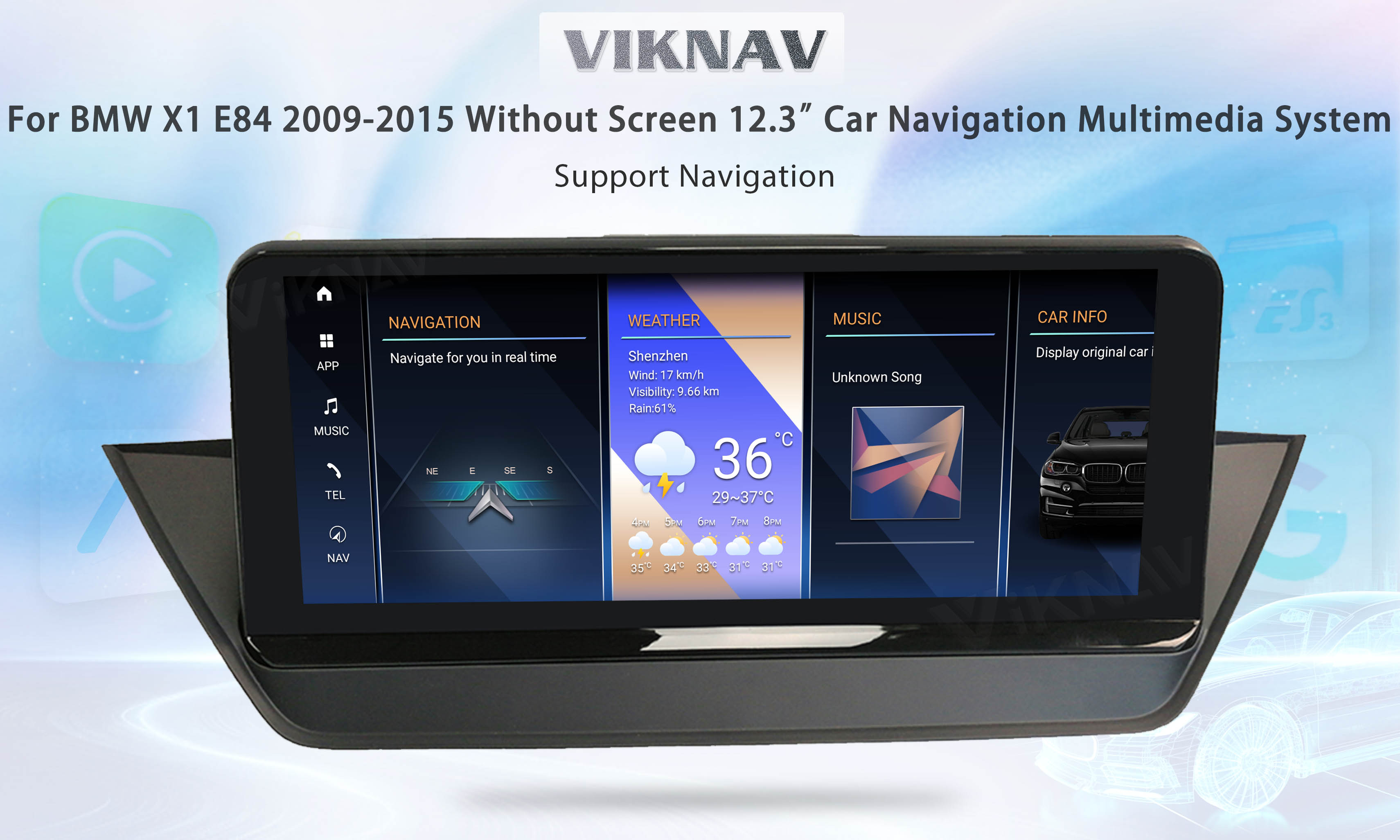 2009-15 BMW X1 E84 Android Auto Car Stereo Radio 12.3 Inch GPS Navigation
