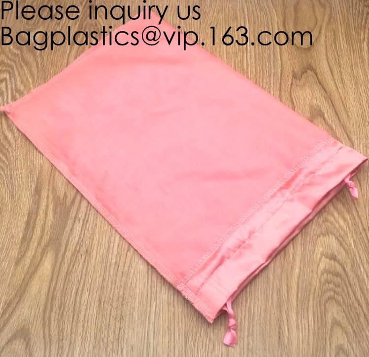 Gold Blue White Satin Packaging Bag For Towel,White Satin Bag With Gold Printing,Silk Packaging Bags For Clothing Indust