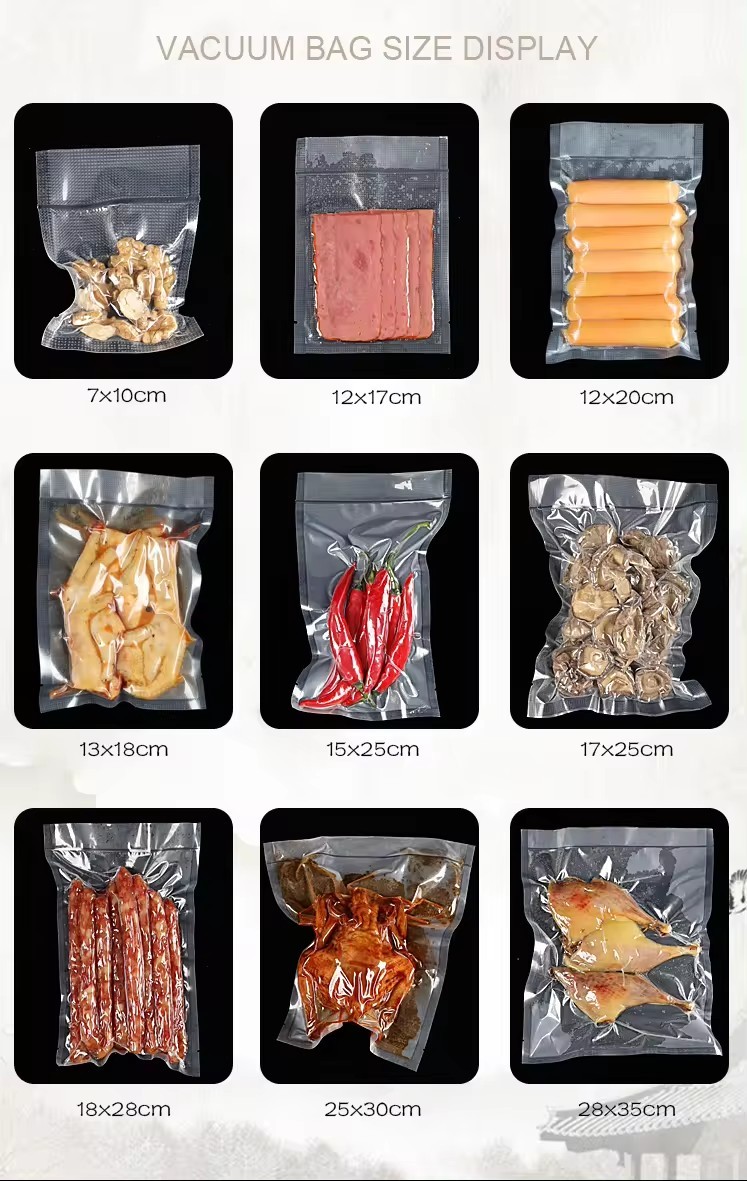 Transparent Vacuum Food Packaging Embossed Nylon Fresh-Keeping Packaging Bag Food And Fruit Gravure Printing Surface