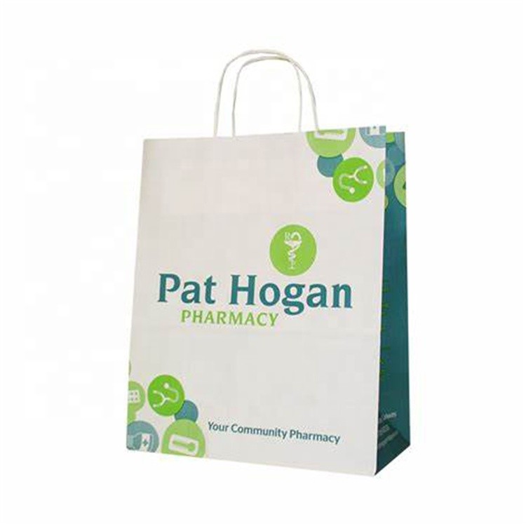 Eco Friendly Pharmacy Paper Bag SOS Carrier Bags OEM