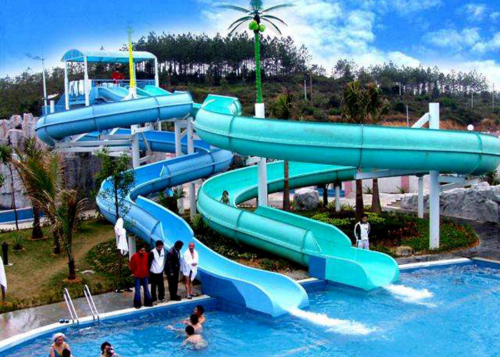 Colorful Swimming Pool Fiberglass Water Slide Water Park Playground Equipment