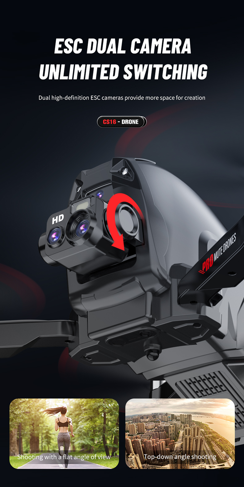 Outdoor Adventure 1080P Hd Live View Drone with Speed Adjustment Function 120M Remote Distance and 3XAA Controller Battery