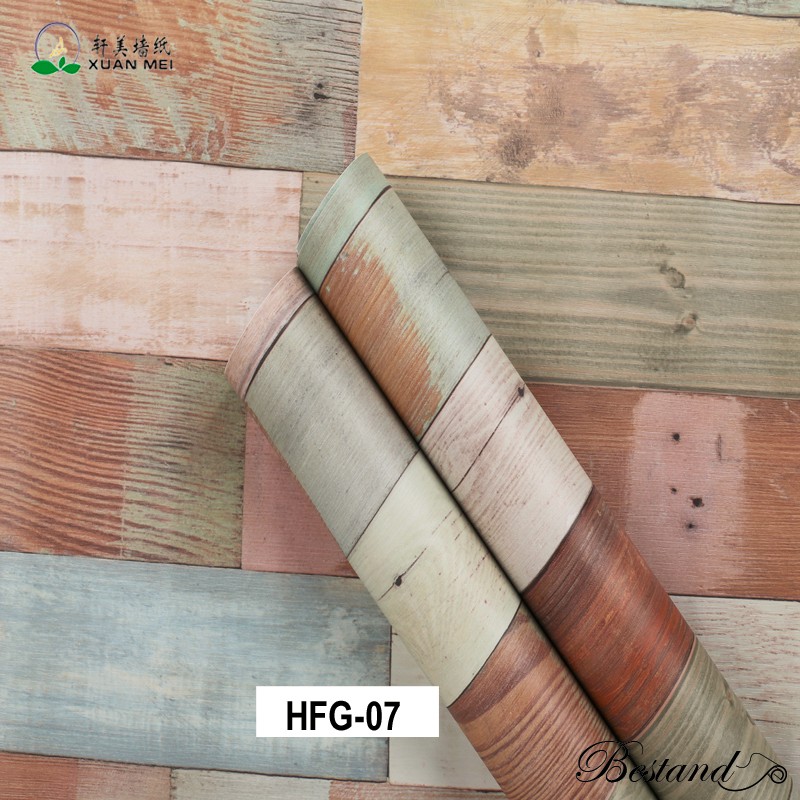 Removable Wood Wall Paper Decor with Vintage Wood Decorative Film Peel and Stick Wallpaper
