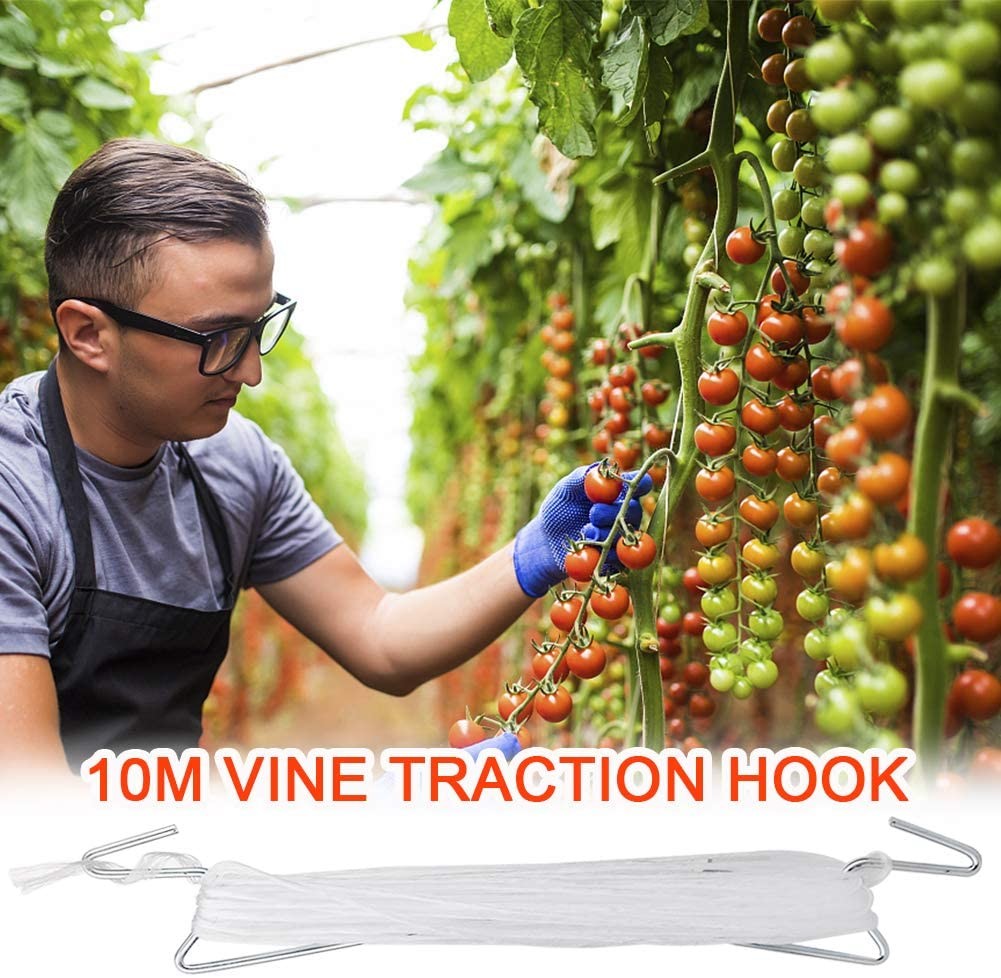 Nylon Polypropylene Tomato Tying Twine 7200D 9000D With Iron Support Hooks