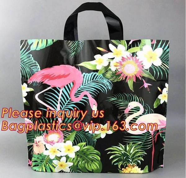 Stylish, concise plastik shopping shopping bags with logos and soft loop handle