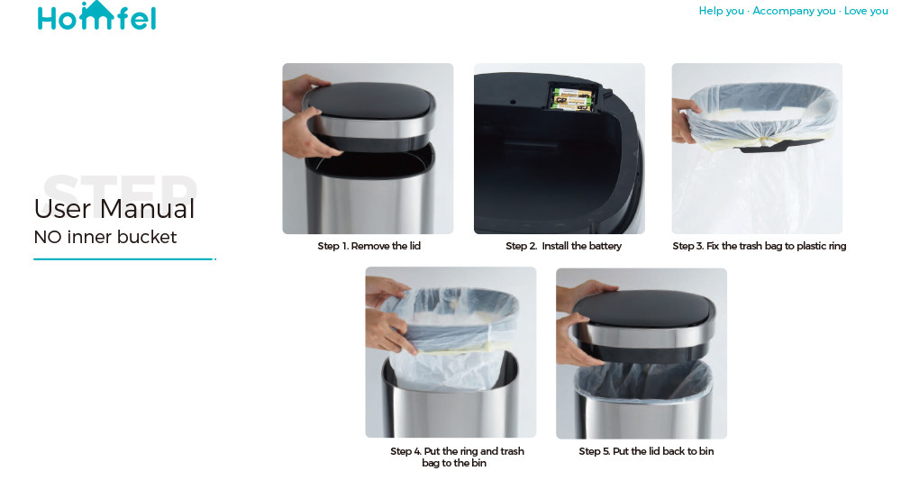 Touchless Intelligent Smart Sensor Bin Trash Can Stainless Steel Sustainable Household