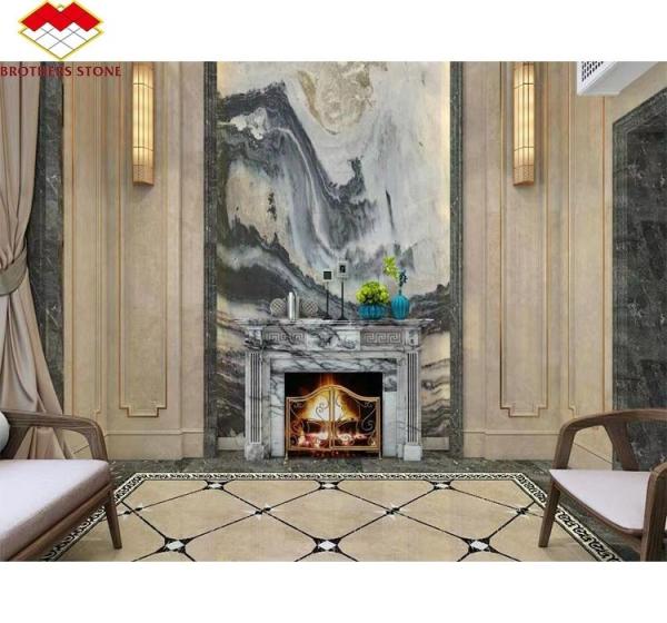 Indoor Fragrant Snow Plum Fireplace Surround in Arched French Style Stone for