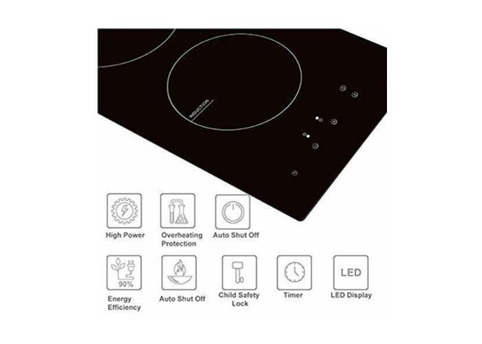30cm 3500W Double Burner Induction Cooktop With Timer Locking