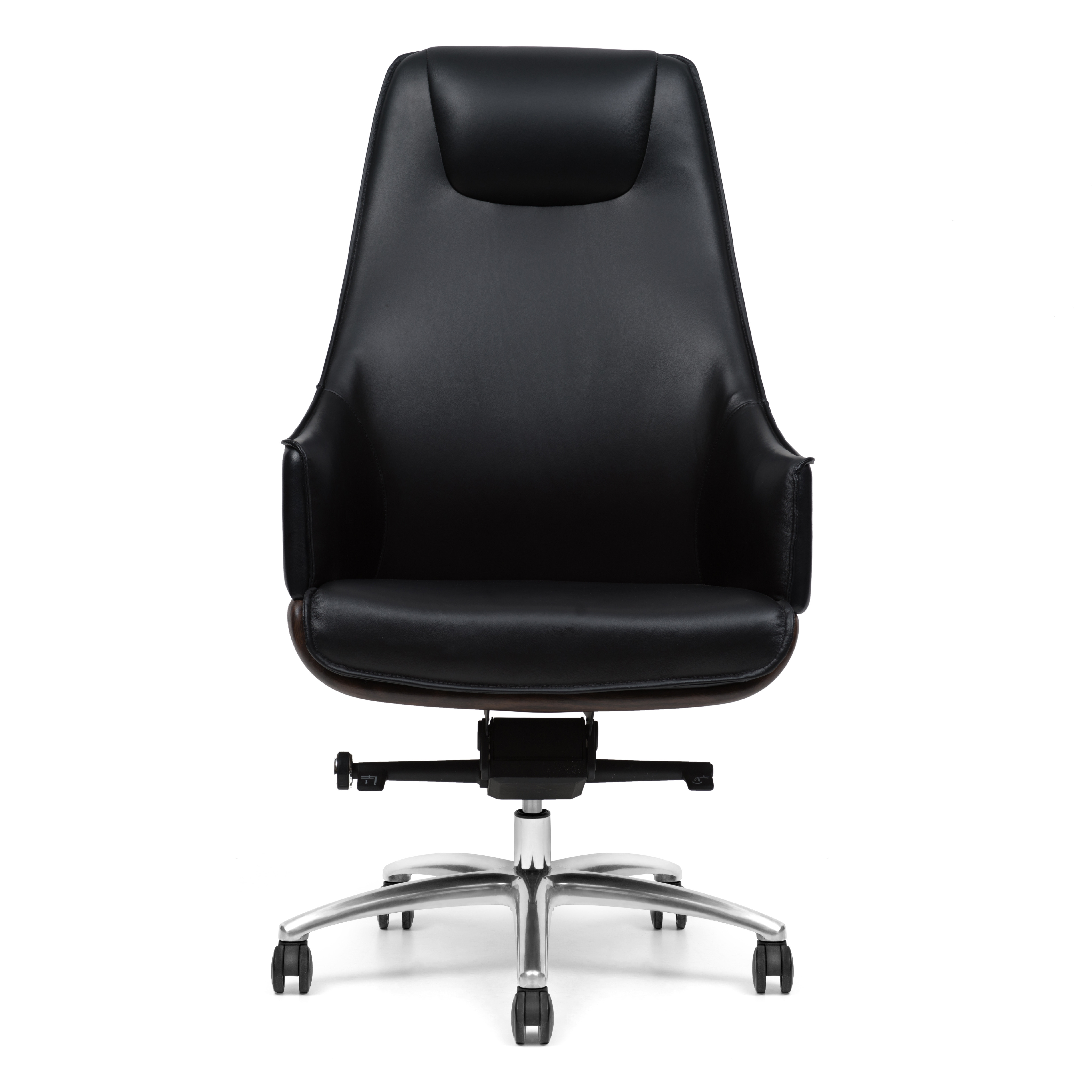 Height Adjustable Black Leather Revolving Chair High Back Executive Chair