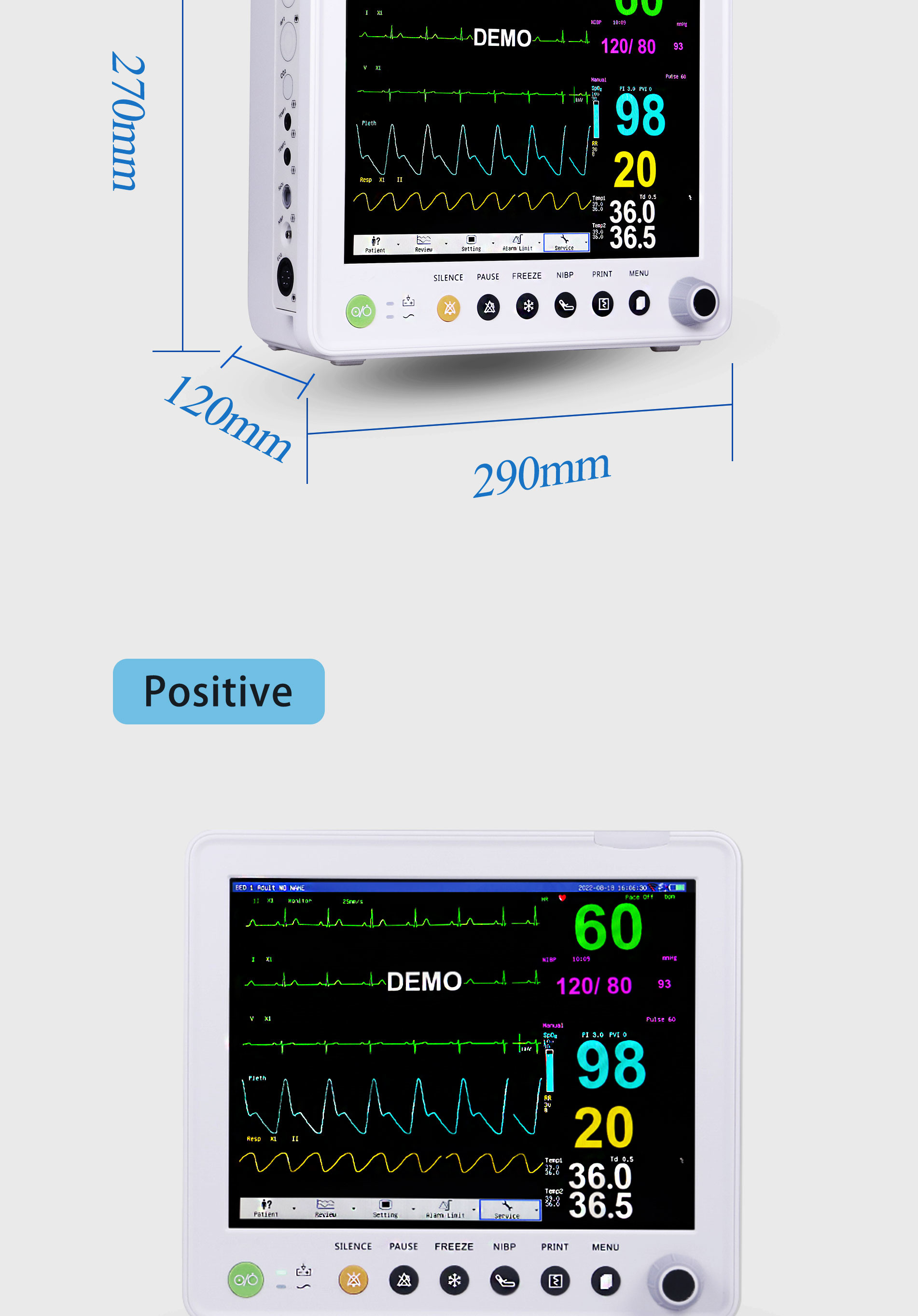 Vital Signs Monitoring Uninterrupted Bedside Monitor​ 12 Inch