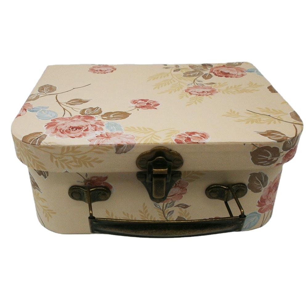Kawayi Cute Mini Rigid Cardboard Suitcase Gift Box For Kids Printing Handling Stamping