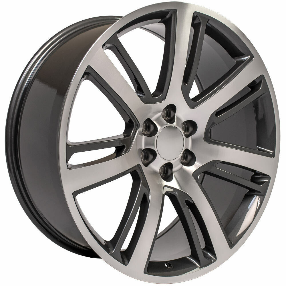 4738 Cadillac Escalade Replica Wheels 24x10 Truck Wheels Fits Gunmetal Mach'D GMC