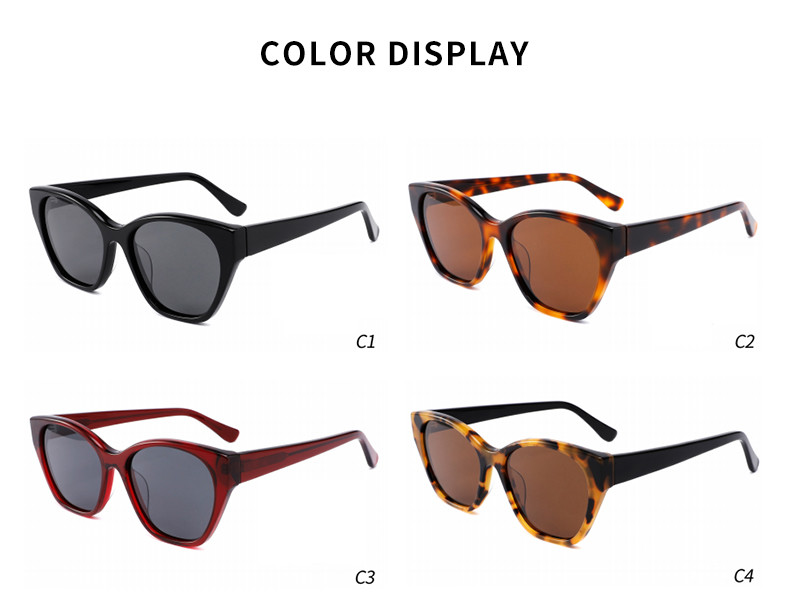 Red Color Transparent Cat Eye Acetate Frame Sunglasses For Women Uv400 Protection