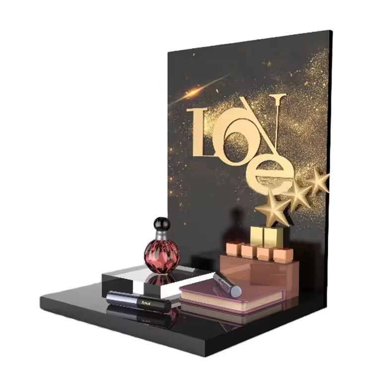 Custom Mirror / Graphics Acrylic Cosmetic Display Acrylic Counter-top Makeup Display for Branding and Marketing