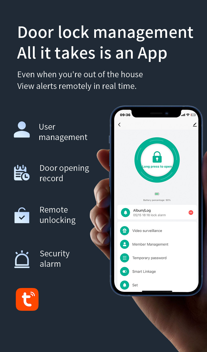 Tuya Intercom Camera 3D Face Recognition Smart Intelligent Digital Smart Home Door Lock