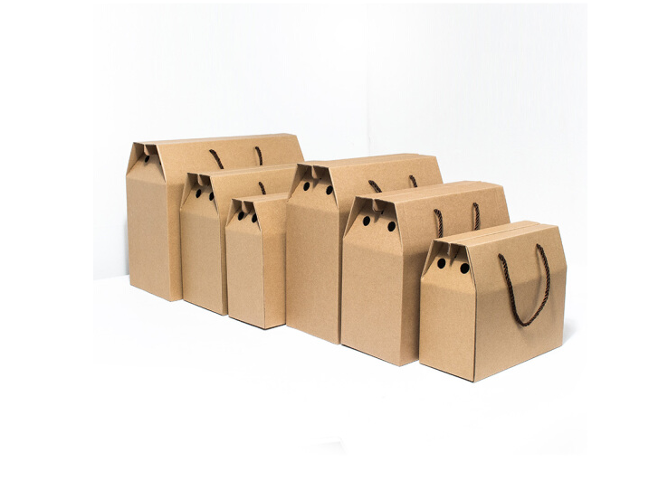 Portable Corrugated Bulk Craft Paper Bags Merchandise Food Fruit Packaging Box