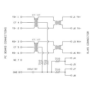 7499010122 , LPJD5011BENL Vertical Rj45 Integrated Magnetics 10/100 AutoMDIX