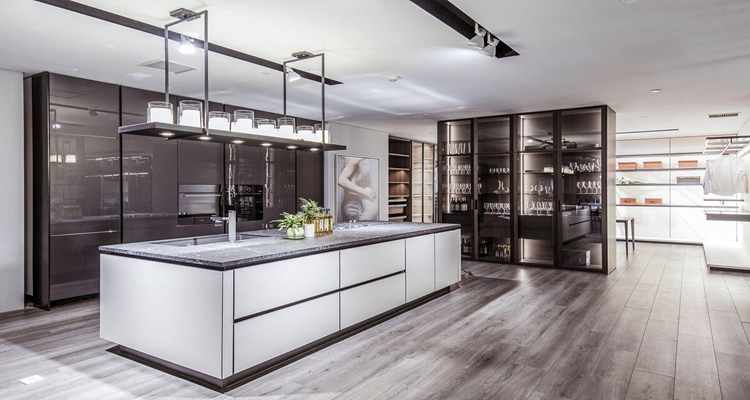 Full Bullnose Countertop Edging Black Matte Lacquer Finish Solid Wood Modular Cabinet