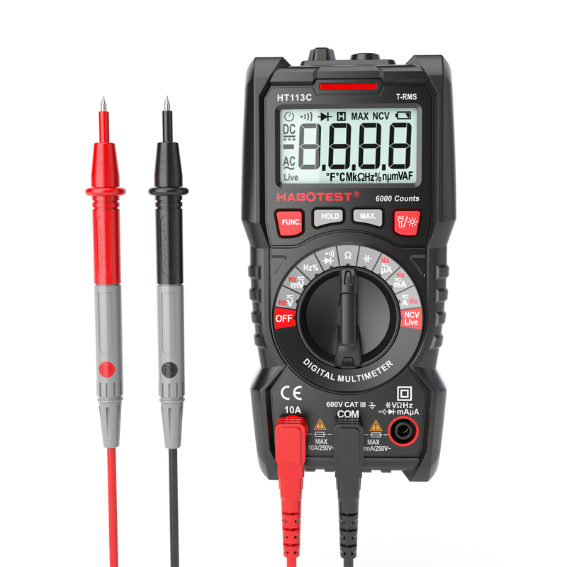 HT113C Capacitance Test Multimeter , NCV Live Wire TRMS 6000 Count Multimeter