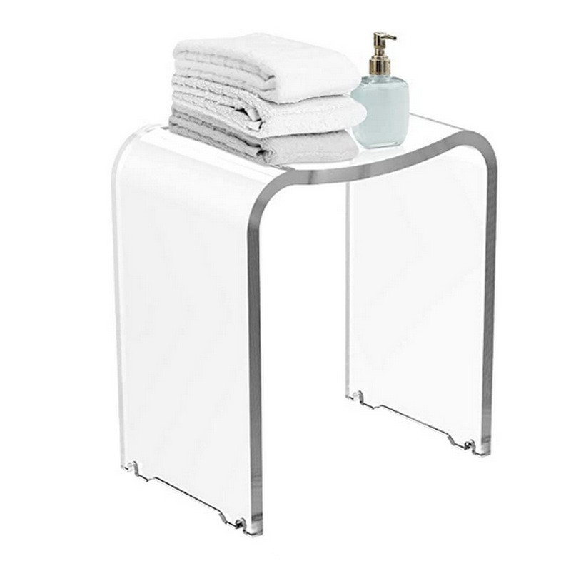 Durable and Transparent Acrylic Step Stool Small Shower Stool for Entryway Shower Bathroom Kitchen Bedroom, and Living Room