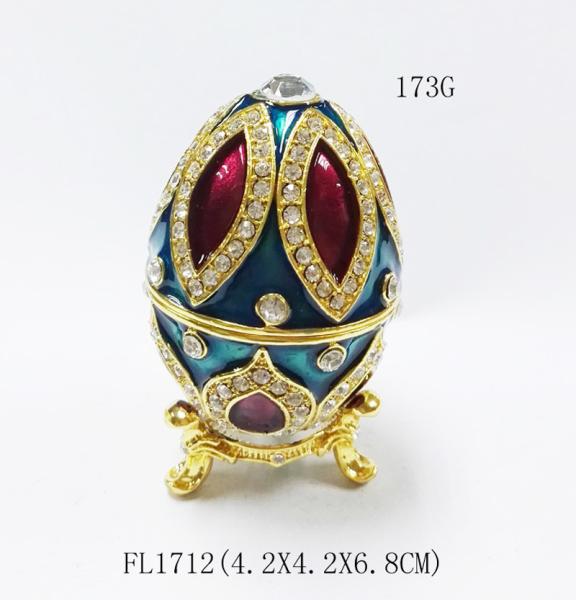 Enamel Faberge Easter Egg Jewelry Box Metal Enameled Painted Easter Egg Jewelry