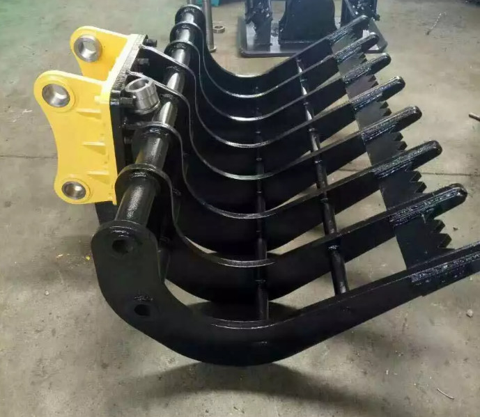 8T Mini Excavator Brush Rake Mechanical Root Rake Bucket 8 Teeth