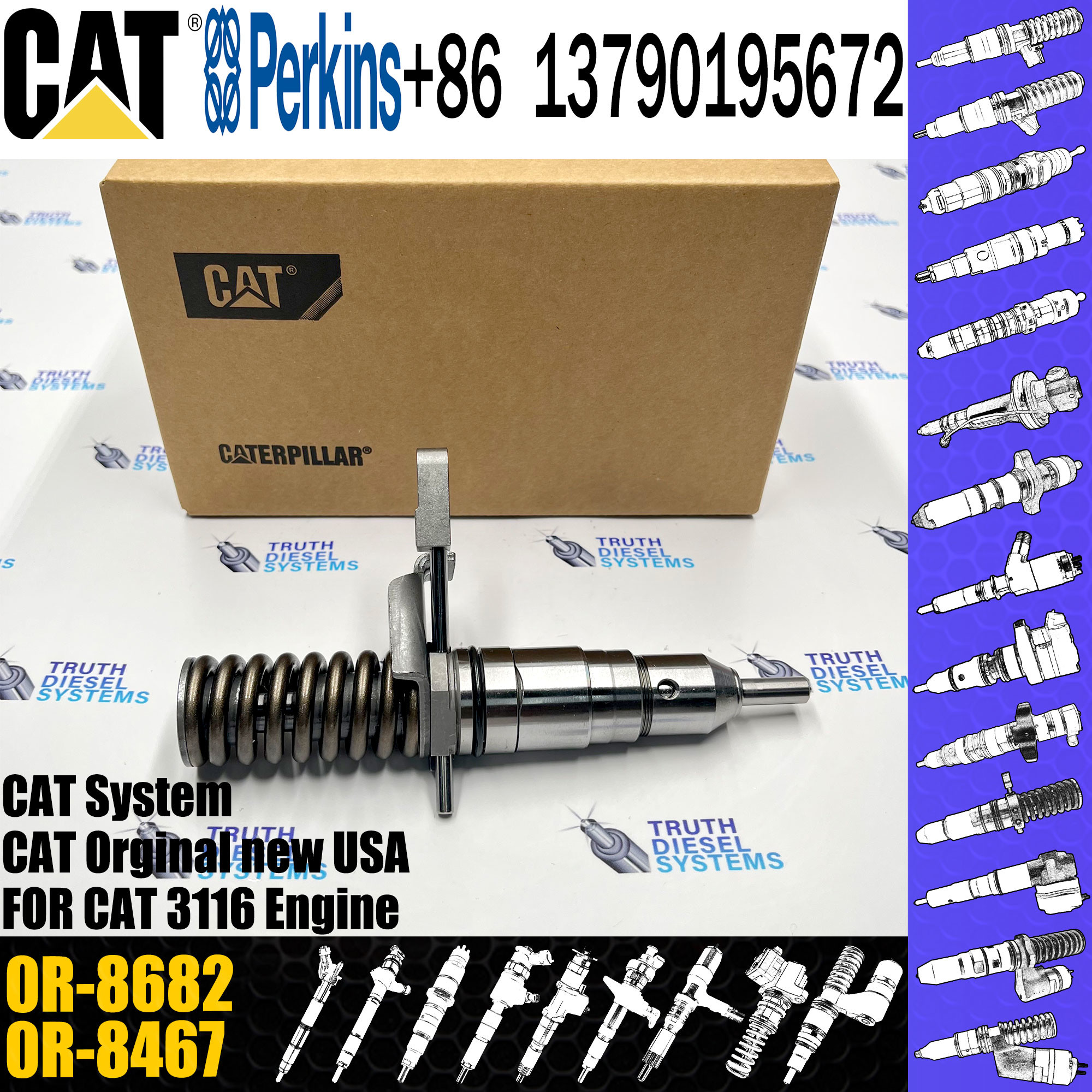 fuel injector for C-A-T 3114/3116 diesel engine 127-8216 0R-8682 9Y-4982 127-8220 0R-0471 101-4561