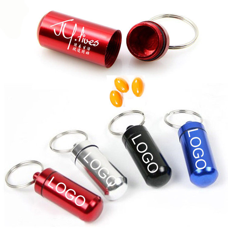 Portable Aluminium Medicine Box Storage Keychain Logo Customized
