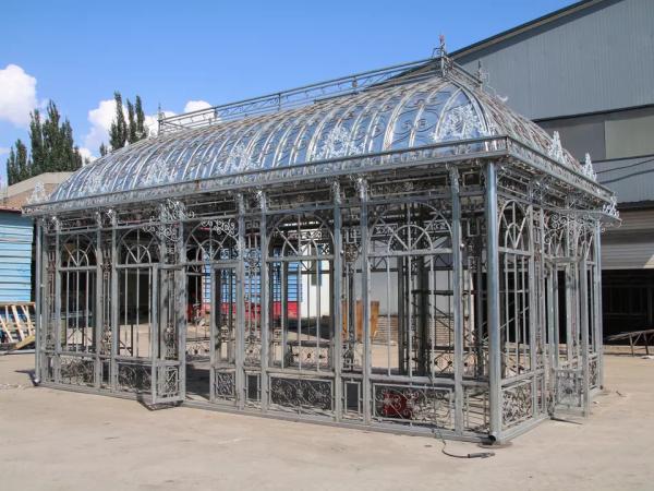 Wrought Iron Gazebo Pavilion Green House Sunroom Large Size Decor Outdoor Garden