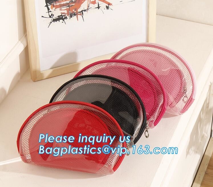 Girl Glitter PVC Fashion Cosmetic Bag, portable travel makeup bag cases bulk women handbag custom transparent clear pvc