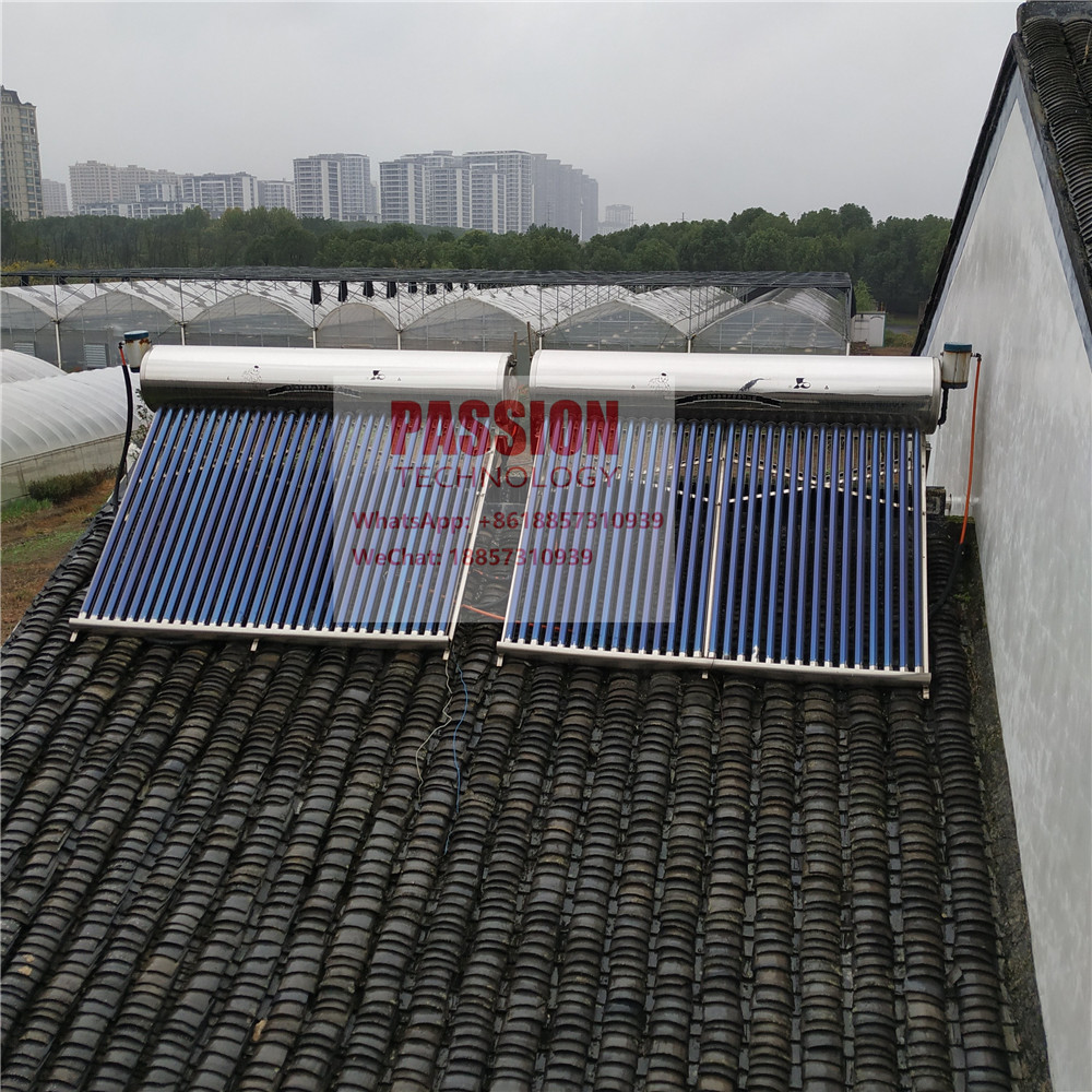 300L Glass Tube Solar Water Heater Low Pressure Solar Thermal Heater 8L Top Tank