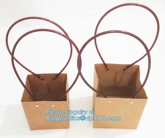 Customized Red Printed Kraft Paper Shopping Bag with Ribbon Handles and Bowknot,Kraft Paper Shopping Bag with Kinds off