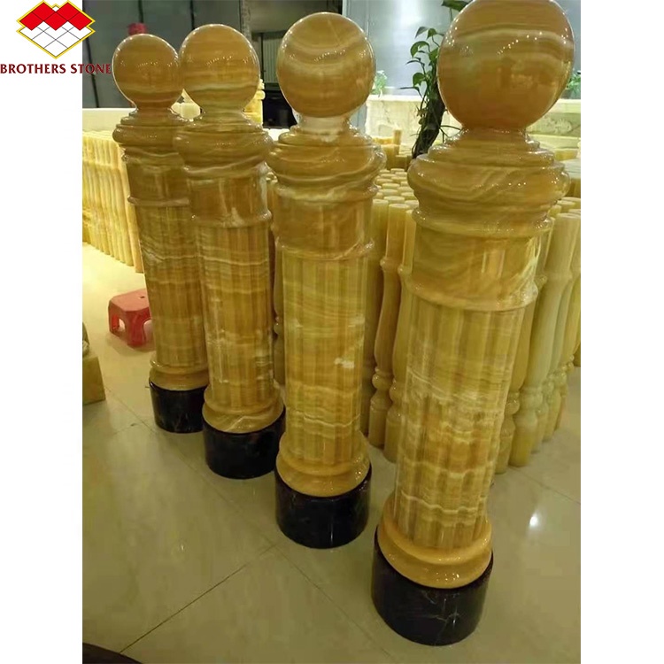 White Onyx Marble Stone Stair Handrail Customized for Villa and House Decorative Baluster