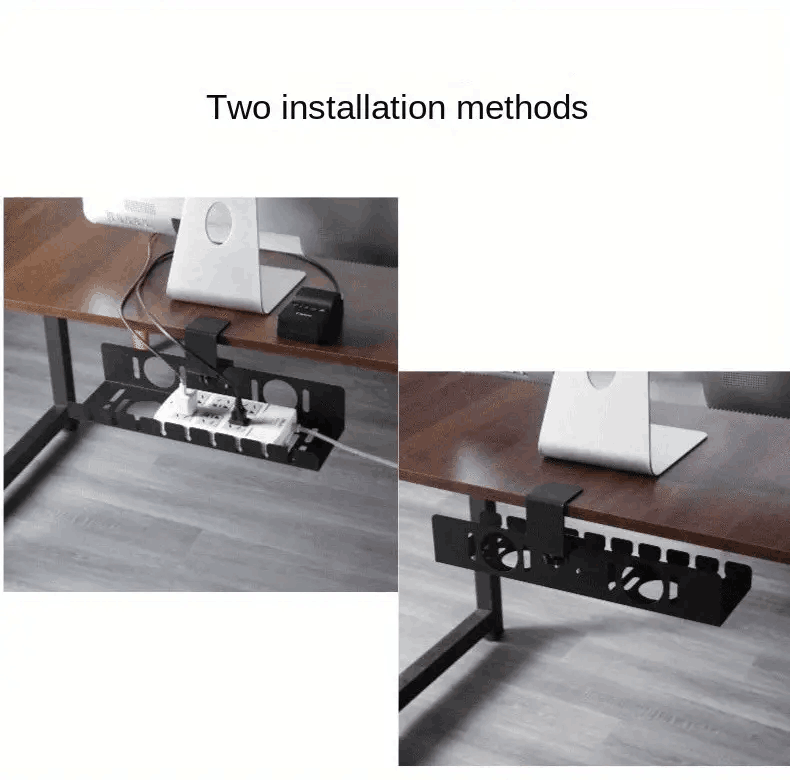 Organize Office Wires with Multifunctional Carbon Steel Under-Desk Cable Organizer