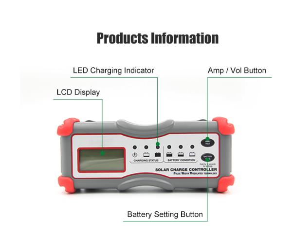 600W IP65 5-Stage Charging Digital Solar Charge Controller PWM Solar System