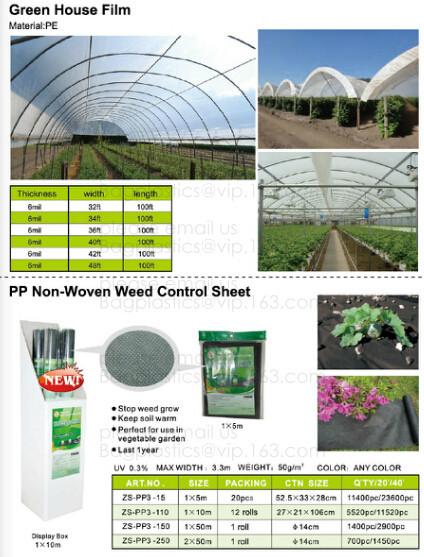 Green house film, pp non-woven weed control sheet,mulch film w/pull-off hole