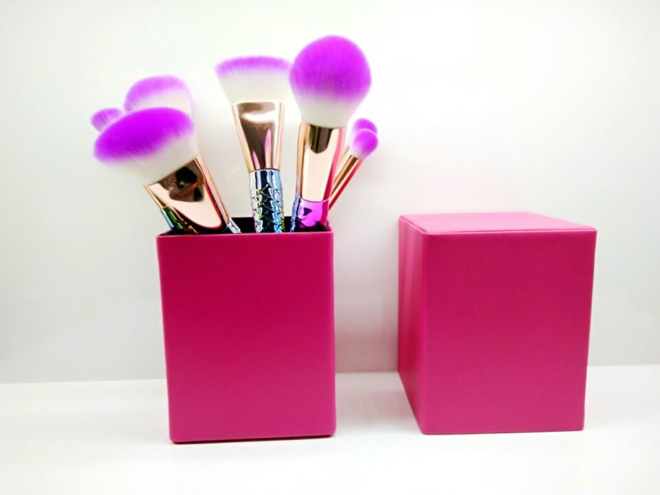 8 Pieces Professional Makeup Brush Set With Rose Gold Ferrule And Mermaid Handle