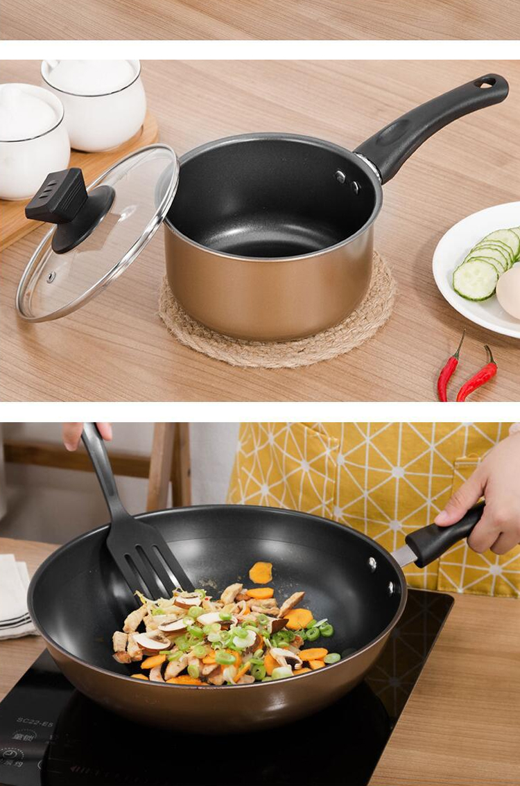 Customized Logo Cast Iron Cookware Set 3 Piece Non Stick With Plastic Handle