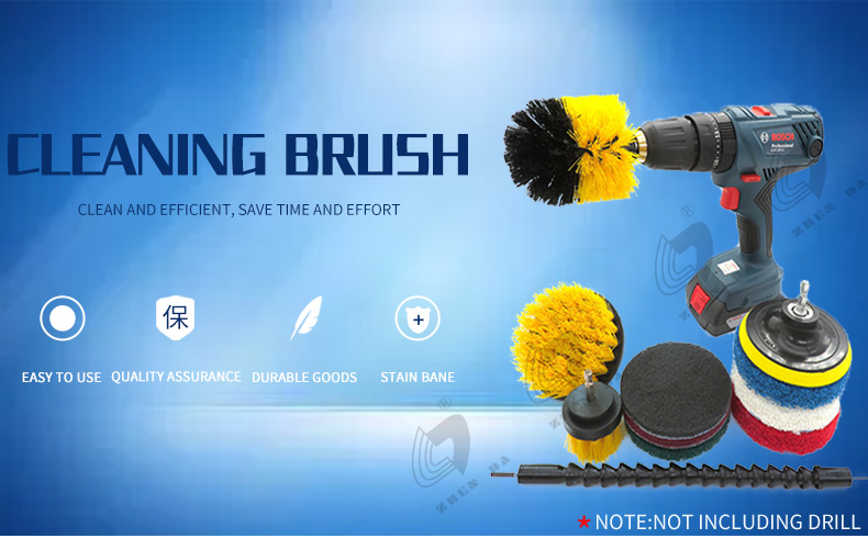 11pcs Electric Drill Cleaning Brush Kit For Floor Carpet And Car Wash