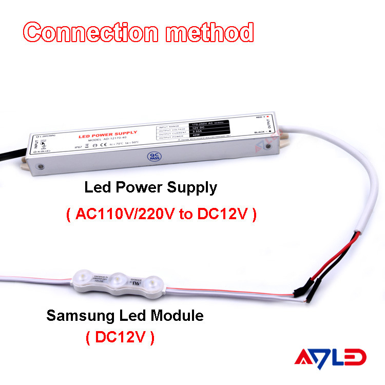 1.2W IP68 DC12V 3 LEDs Modules With LED SMD2835 160°Beam with Tape Adhesive Backside