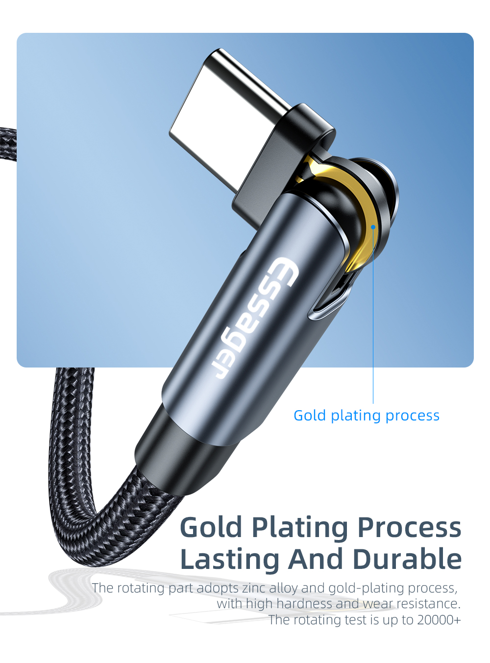 Universal 180 Rotation Type C Charging Cable 3A Quick Charge 480Mbps/s Data Transfer Type C Cable