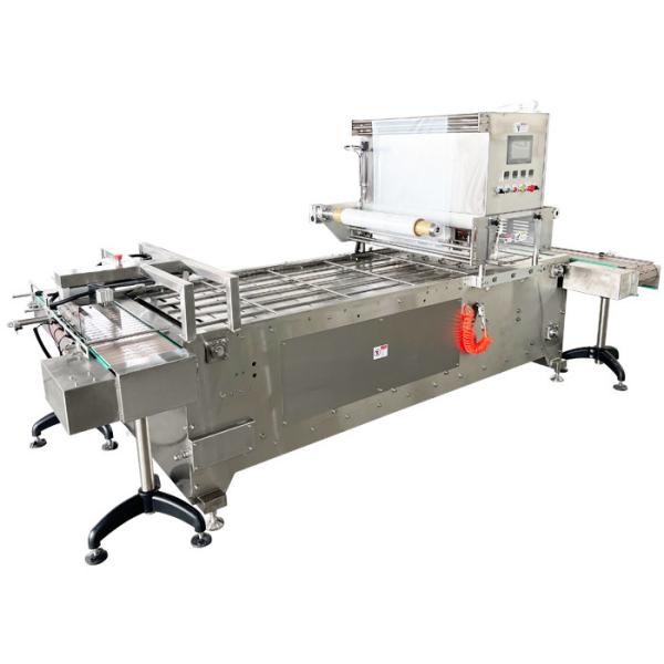 PLC Controlled MAP Tray Sealer Machine for seafood tray vacuum gas flushing