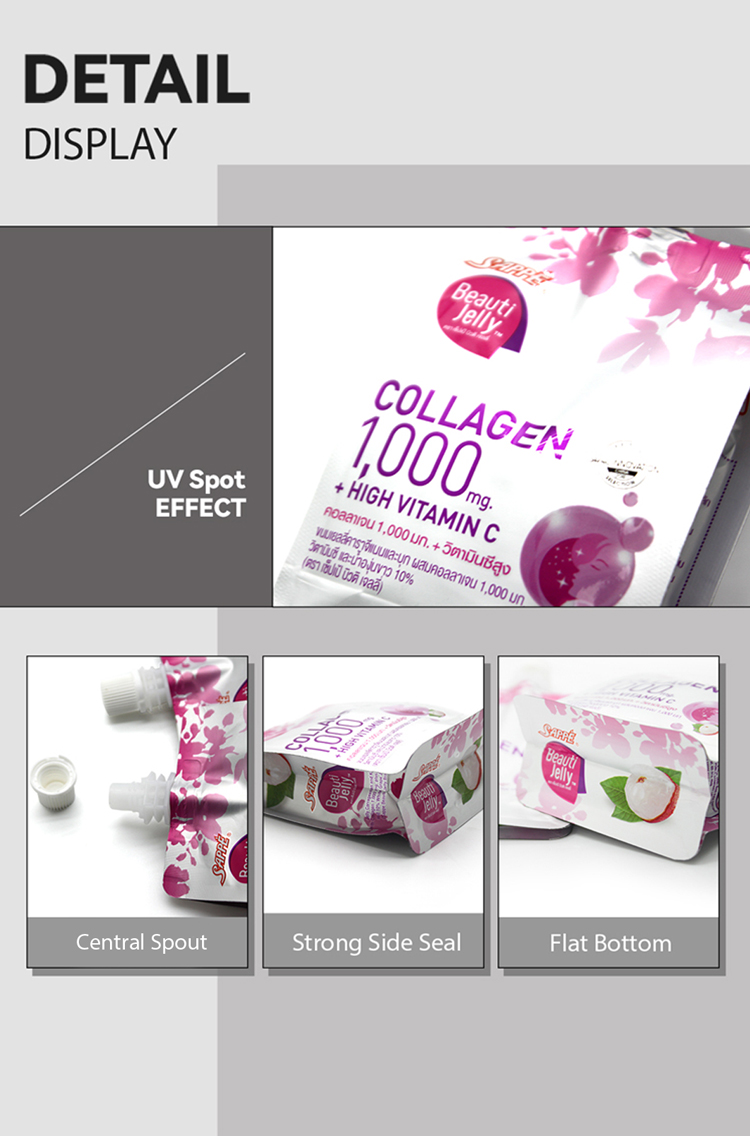 LDPE Beverage Jolly Sachet Packaging 1000mg Liquid With Central Spout