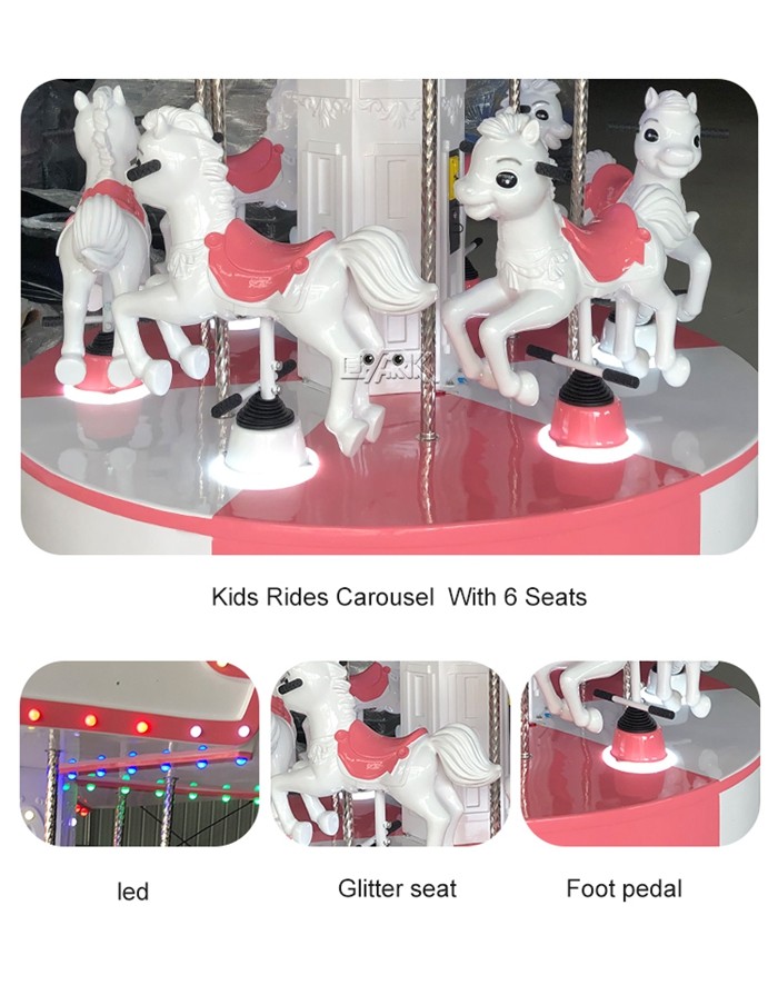500W Amusement Park Rides Coin Operated Angel 6 Players Carousel Horse